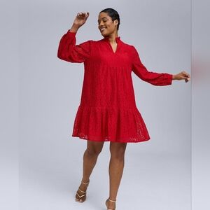NWT 4X Belle Isle Lace Ruffle Collar Dress~Scarlet sage